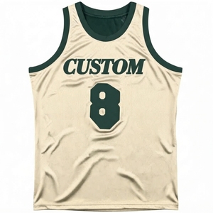 Maillot de basket-ball personnalisé pour homme, broderie, polyester, col en V, manches courtes, antibactérien, écologique, respirant - Product Image 1