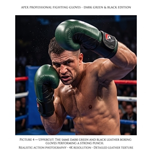 Dumela International <b>Green</b> <b>Black</b> White Leather Boxing Gloves Professional Training Gear Logo Design - Product Image 5