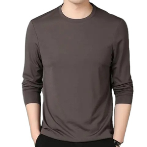 2026 Customized Top Design Men's Long Sleeve Pullover Tops 100% Cotton Woven Breathable Spring Cotton T-Shirt - Product Image 2