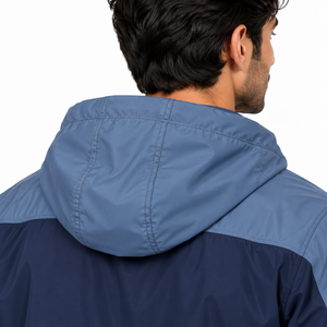 Chaqueta Cortavientos con Capucha para Hombre, Estilo Deportivo con Bloques de Color, Cierre de Cremallera, Logotipo Frontal, Prenda para Otoño - Product Image 4