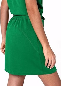 Women Sleeveless Shirt Collar Fitted Solid <b>Green</b> <b>Dress</b> Polyester All Seasons Style - Product Image 2