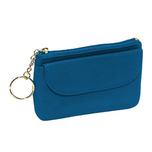 Cartera Azul de PU con Cierre y Anillo para Llaves, Diseño Minimalista Unisex, Ligera, para Uso Diario - Product Image 1