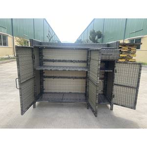 Armoire de rangement extérieure en rotin PE avec design multi-portes pour patio et jardin - Product Image 3