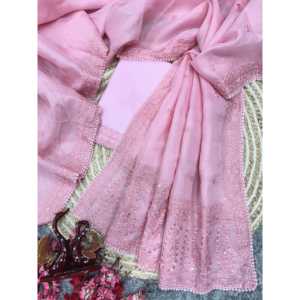 Sari de mariage de créateur avec broderie de sequins et de fils - Product Image 4