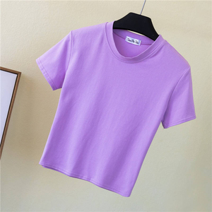 Camisetas cortas de algodón personalizadas para mujer, camisetas cortas de manga corta para mujer - Product Image 3