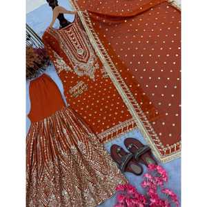 Top lourd en fausse georgette Plazzo & Dupatta pour femme de créateur pour un look de fête - Product Image 5