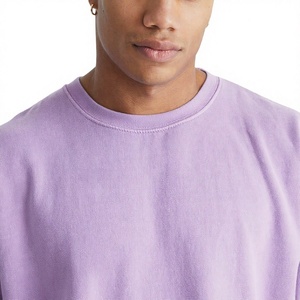 Sweat-shirt à col rond pour homme, couleur unie, coupe ample, tricoté, style décontracté, automne, 100% coton, pull-over, violet - Product Image 4