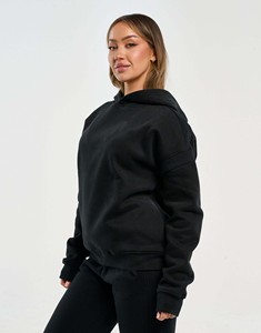 Women Black Hooded Tracksuit Full Sleeve Solid Color Casual Sweatshirt And <b>Pants</b> Set With Side Pockets Breathable Autumn Wear - Product Image 4