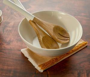 Blue Printed <b>Salad</b> Server (Set Of 2) Pure Wooden Natural New Collection - Product Image 3