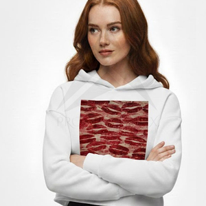 Sudadera con Capucha Blanca para Mujer con Estampado de Labios Rojos, de Algodón, para Otoño - Product Image 1