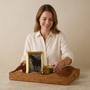 Marvellous Modern Bamboo Rattan Serving Tray Decorative Handmade Tableware for Birthday & Bar Mitzvah Home Decor - Product Image 1