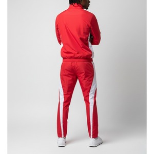 <b>Men's</b> <b>Red</b> Sporty Track <b>Suit</b> Set White Stripes Full Zip Jacket And Pants Breathable Polyester Knitted Spring Wear Windbreaker - Product Image 3