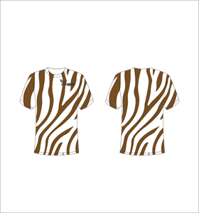 Custom Short Sleeve Sublimation T-Shirt Lightweight Athletic Apparel With Brown And White Abstract Zebra <b>Animal</b> Stripe Pattern - Product Image 1