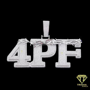 Pendentif personnalisé Hip Hop 3D Couronne Épines Lettre Initiale Moissanite VVS Iced Out avec Chaîne à Maillons Lourds Vente en Gros - Product Image 2