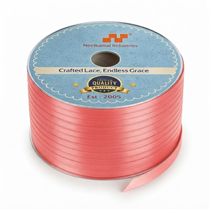 6mm Salmon Pink Single Face Satin Ribbon Customizable Manufacturer 350 Meter Roll for Cosmetic Boxes <b>Candle</b> Packaging Wholesale - Product Image 1