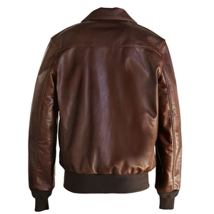 Blouson Bomber Homme en Cuir PU Marron Col Rabattu Fermeture Éclair Style Moto Coupe Droite Hiver 2027 Imperméable - Product Image 6