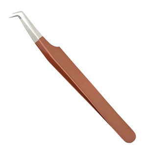 Pince à épiler de précision professionnelle pour extensions de cils, 45 degrés, pointe fine, en acier inoxydable, outils de salon de beauté, OEM - Product Image 1