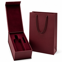 Caja de Regalo para Vino Borgoña Firduas con Bolsa a Juego, Inserto Rígido de Terciopelo, Empaque para Perfume, Logotipo Personalizado OEM, Lujo