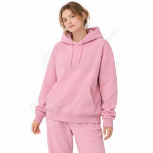 เสื้อฮู้ดดี้โอเวอร์ไซส์สำหรับผู้หญิง ผ้าฟลีซคอตตอนหนา 480gsm กระเป๋าจิงโจ้ แขนยาว อุ่นสบายสำหรับฤดูหนาว สไตล์ลำลอง ไซส์ใหญ่พิเศษ US EU MOQ ต่ำ - Product Image 6