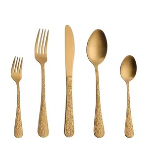 Luxury Kitchen Metal Cutlery <b>Set</b> Stainless Steel Dining Spoon Fork Knife <b>Flatware</b> <b>Set</b> Elegant Tableware Finish - Product Image 1