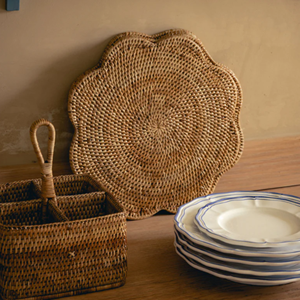 Natural Scalloped Rattan Placemat, Eco-friendly Wicker Charger <b>Plate</b> Natural Table <b>Mat</b> For TableTop Home Decor From Vietnam - Product Image 5
