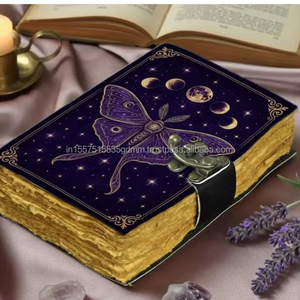 Nuevo Diario de Cuero Hecho a Mano con Fases Lunares, Libro de Brujería Gótico Vintage con Papel de Borde Irregular, Regalo para Seres Queridos - Product Image 2