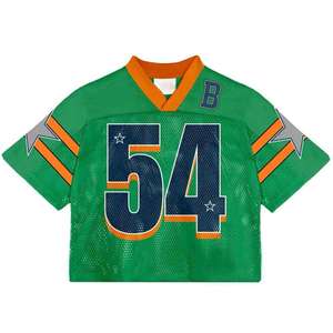 American Football Wear <b>Men</b> Women Fans Shirts Two Tone Design Mesh Boxy <b>Cropped</b> Custom Embroidery Fan's Football Jersey - Product Image 2