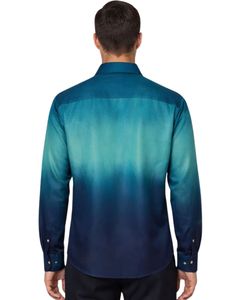 Camisa Formal para Hombre en Degradado Azul Turquesa, Algodón Premium, Manga Larga, Cierre de Botones, Estilo Casual Elegante, Fabricante Personalizado, Suministro OEM - Product Image 2