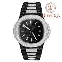 Montre tendance en acier inoxydable sertie de moissanite pour les passionnés de mode, accessoire de luxe pour les concerts, les fêtes et les événements