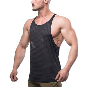 New Arrival Professional Gym <b>Singlet</b> Tank Top <b>for</b> <b>Men</b> Sleeveless Solid Color Slim Fit Knitted Breathable Mesh - Product Image 1
