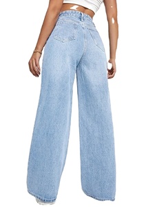 Best Selling Mid-Waist Straight Jeans for Women Solid Color Loose All-Match Denim Trousers Comfortable Flared Pants Plus Size - Product Image 5