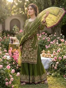 Ensembles de pantalons palazzo pour femmes, ensembles en tissu lawn pakistanais, ensembles en faux georgette de créateur pour femmes, vêtements indiens et pakistanais - Product Image 3