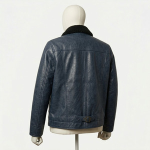 Premium <b>Winter</b> Casual Zipper Solid <b>leather</b> Bomber <b>Jacket</b> with Turn-down Collar high quality embossed logo unisex <b>leather</b> <b>jackets</b> - Product Image 3