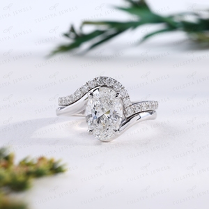 Anillo de Compromiso Clásico con Halo Oculto, Oro Blanco, Solitario, Corte Escalonado, Joyería Fina Nupcial, Chapado en Oro de 18K, con Diamantes Cultivados en Laboratorio - Product Image 3
