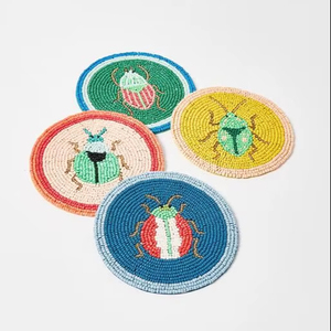 Handmade Tree Design Glass <b>Beaded</b> Coasters Multicolor Decorative Table Coaster <b>Set</b> At Best Price - Product Image 1