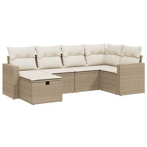 Grand ensemble de canapés de jardin modulaires en polyrotin beige, meubles de jardin modulaires confortables - Product Image 2
