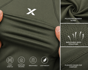 Chemise de compression à manches longues pour homme X Sports City, vert olive, séchage rapide, coupe sportive, logo sur le devant, vêtements décontractés, fabriqué au Pakistan, OEM - Product Image 3