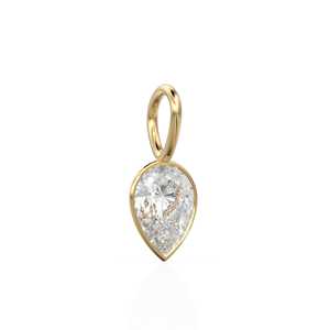 Colgante de Cuarzo Blanco en Oro Amarillo Sólido de 14k con Engaste para Joyería / Piedra de Nacimiento de Abril / Gema Blanca de 7mm / Cristal de Roca - Product Image 3