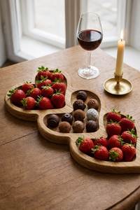 Plateau cadeau en bois de luxe pour le Ramadan avec trois bols carrés pour noix et en-cas, design minimaliste, finition polie. - Product Image 6