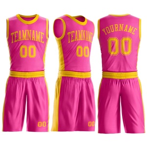 Conjunto de Uniforme de Baloncesto Rosa y Amarillo de Alta Calidad, Sublimado con Nombre y Número del Equipo, Absorbe la Humedad, Unisex para Adultos - Product Image 4