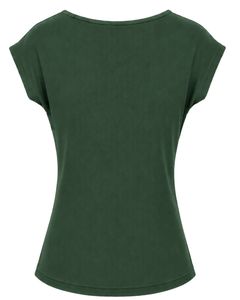 Manufacturer Custom Dark Green Women Casual Summer Blouse Elegant Flower Neck Short Sleeve Fashion Loose Fit Stylish <b>Top</b> Shirt - Product Image 2