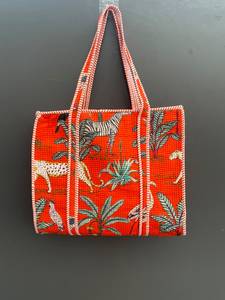 Bolsos tote de algodón Kantha acolchados para mujer, bolsos de hombro con cierre abierto, lote al por mayor con forro de tela y dos asas. - Product Image 2