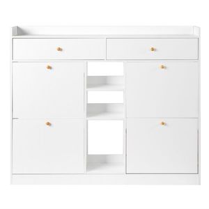 Scarpiera Moderna in Truciolato Bianco con 4 e 2 Cassetti, 128x25x107cm, Antipolvere - Product Image 2