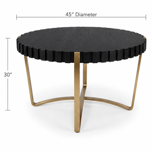 Table à manger ronde moderne de 45 pouces avec plateau en bois et pieds en métal, table en bois contemporaine - Product Image 2