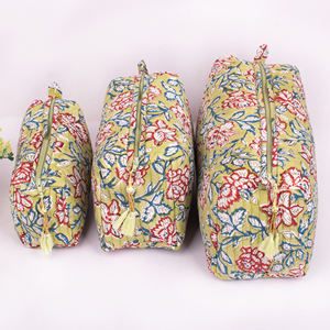 Handmade Eco-Friendly Large Capacity Quilted Unisex Cosmetic <b>Bag</b> Set Portable Cotton <b>Makeup</b> <b>Bag</b> Zipper Closure Fashionable Style - Product Image 2