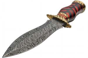 Handcrafted Damascus Steel Detail Utility <b>Craft</b> <b>Knife</b> Red Wood Handle Brass Guard Slicer - Product Image 3
