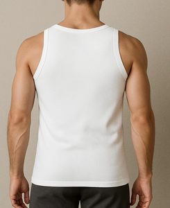 เสื้อกล้ามฟิตเนสสีขาวไร้ตะเข็บ ราคาดีที่สุดจากอินเดีย เสื้อกล้ามผู้ชายผ้าฝ้ายแท้สีขาวไร้ตะเข็บ สำหรับออกกำลังกาย ฟิตเนส เพาะกาย - Product Image 1
