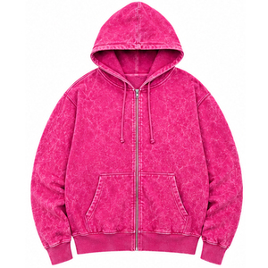 OEM Custom Vintage Acid Wash Full Zip Hoodie Men <b>Women</b> Unisex Oversized Heavyweight Fleece Custom Branding <b>Clothing</b> Manufacturer - Product Image 1