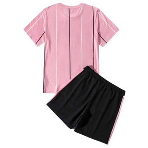 Ensembles de survêtements décontractés pour hommes en coton éponge respirant, deux pièces, t-shirt à manches courtes et short, personnalisables en gros pour l'été - Product Image 2