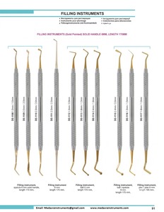 Instrumentos Quirúrgicos Dentales de Compuesto con Punta de Oro, Mango Manual con Agarre Moleteado, Color Plateado, Clase I DE-1127 a DE-1137 para Uso Clínico - Product Image 3